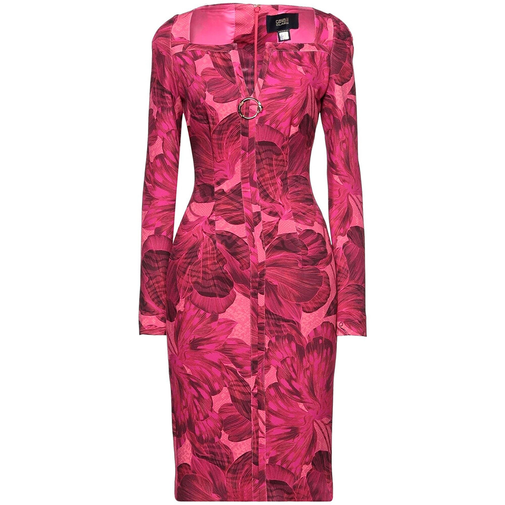 CAVALLI CLASS Floral Dress Pencil Cocktail Day Dress Pink Size 40 – RP £578.00