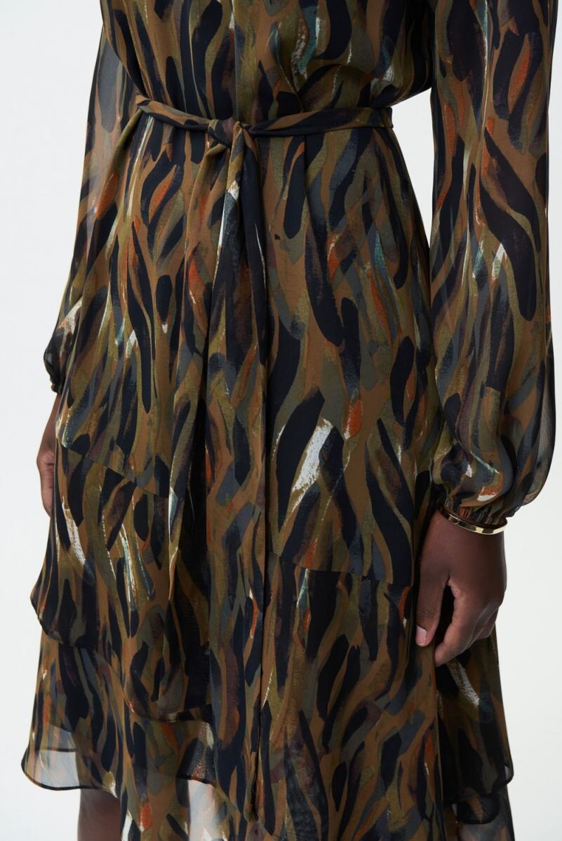Joseph Ribkoff 224054 Size UK16 Black/Multi Chiffon Dress Original price £289