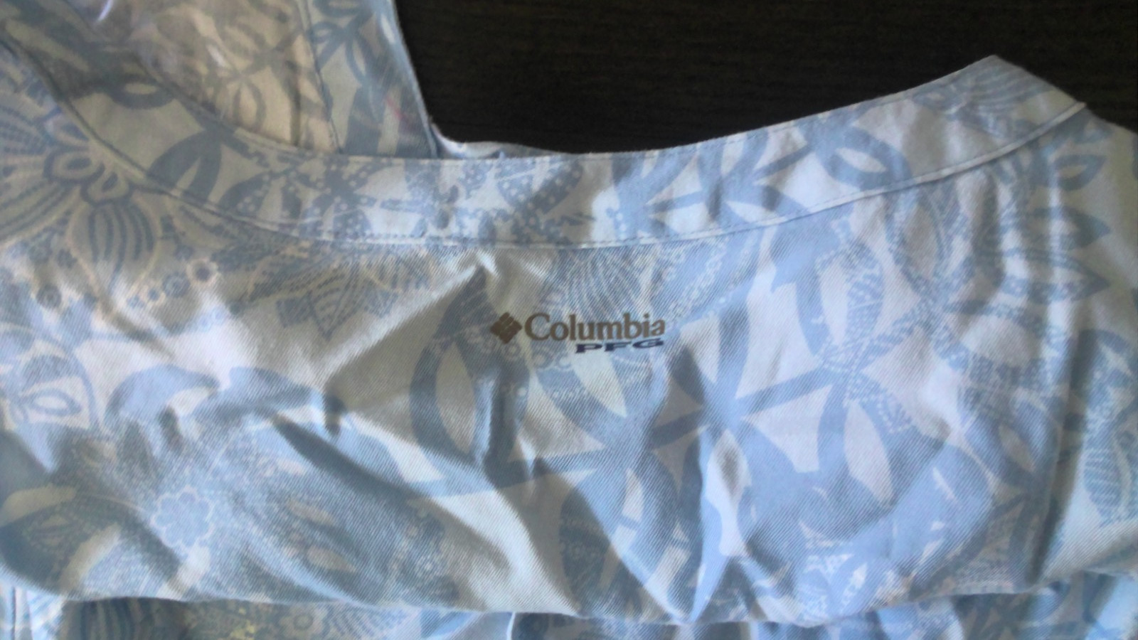 Colombia PFG Light Blue Floral Pattern Pullover Dress. Ties in Back. Size XL