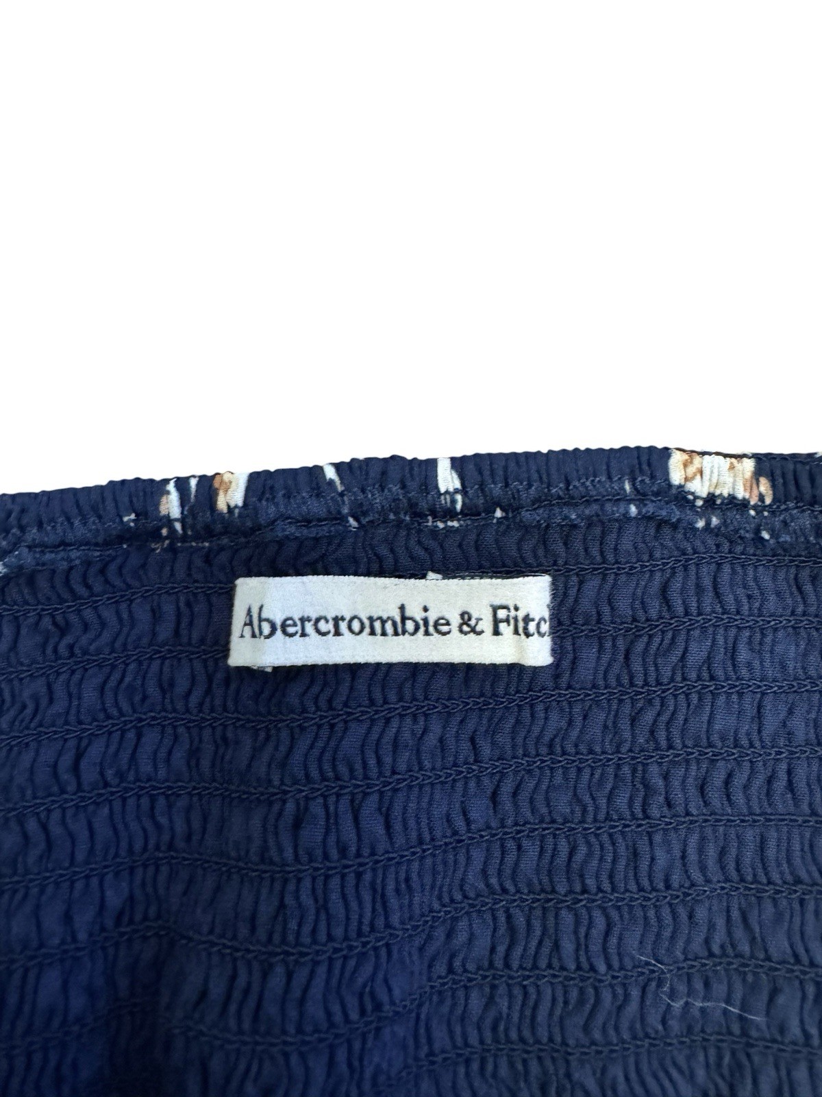 Abercrombie & Fitch XSP Navy Floral Mini Dress Puff Sleeve Smocked Back Square