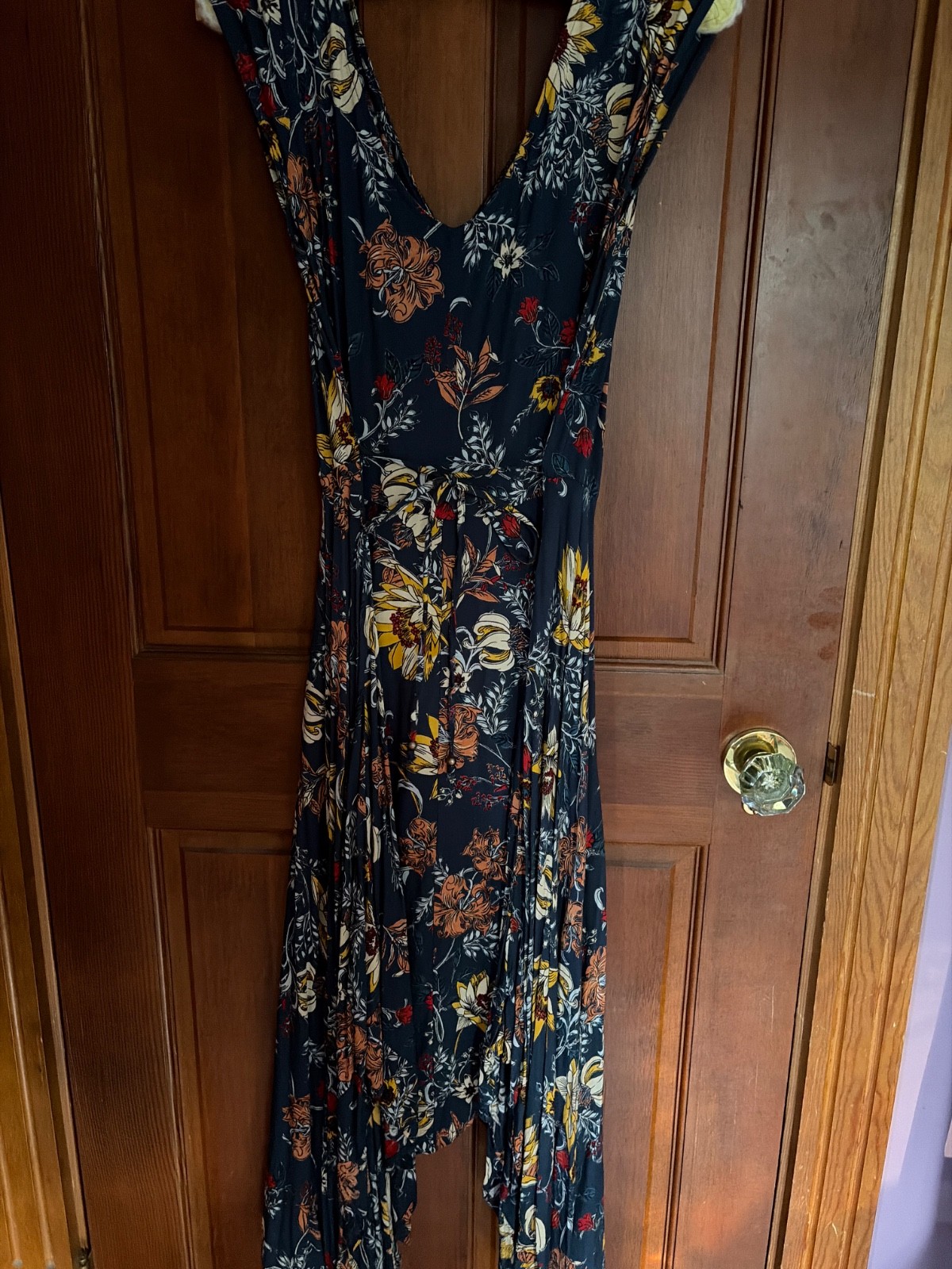 Nostalgia Hankerchief Hem Blue Floral Dress Size M