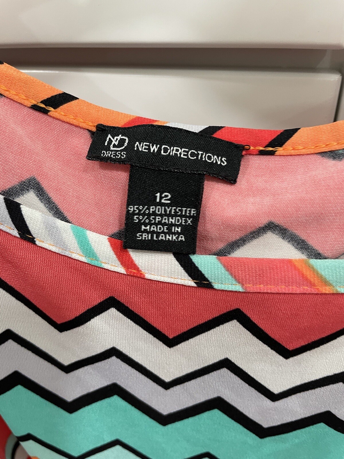 New Directions 12 Multicolor Polyester Round Neck Dress AK94