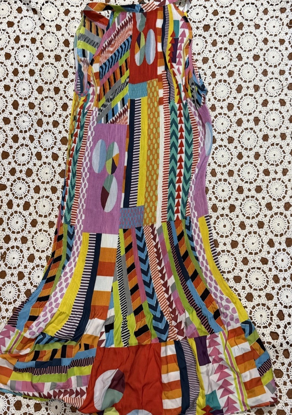 DESIGUAL Vibrant Art Patchwork Print Dress Halter Neck Beach Club Classic