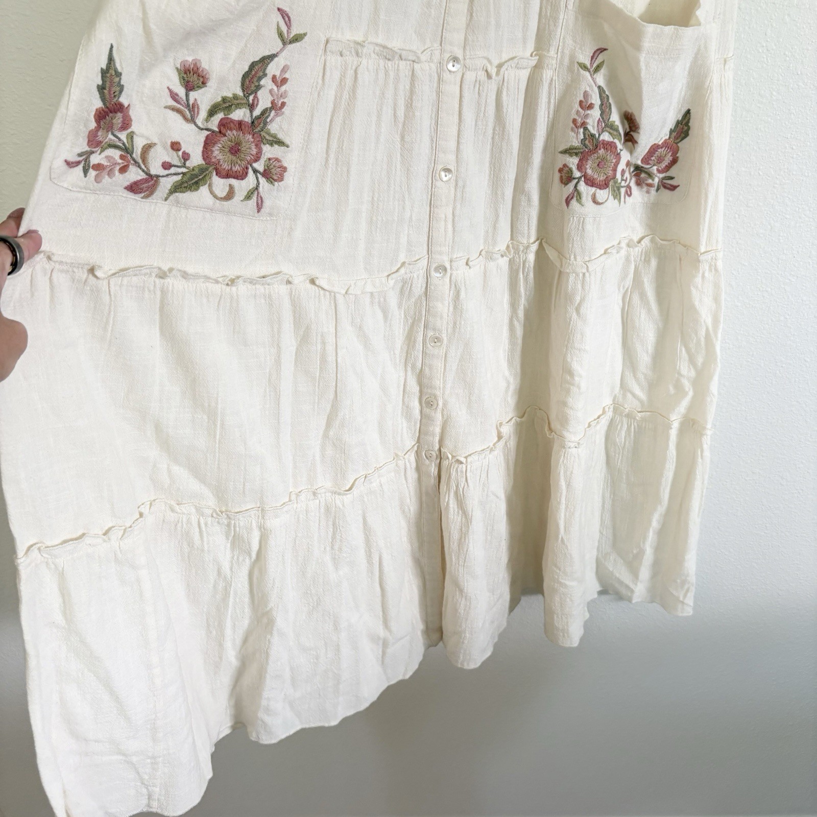 April Cornell Modern Prairie Nostalgia Embroidered Midi Dress Sz XS Cottagecore