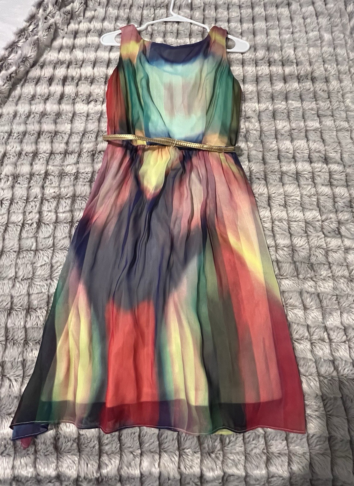 Ronni Nicole Fit & Flare Knee-Length Abstract Scoop Neck Chiffon Belted 6