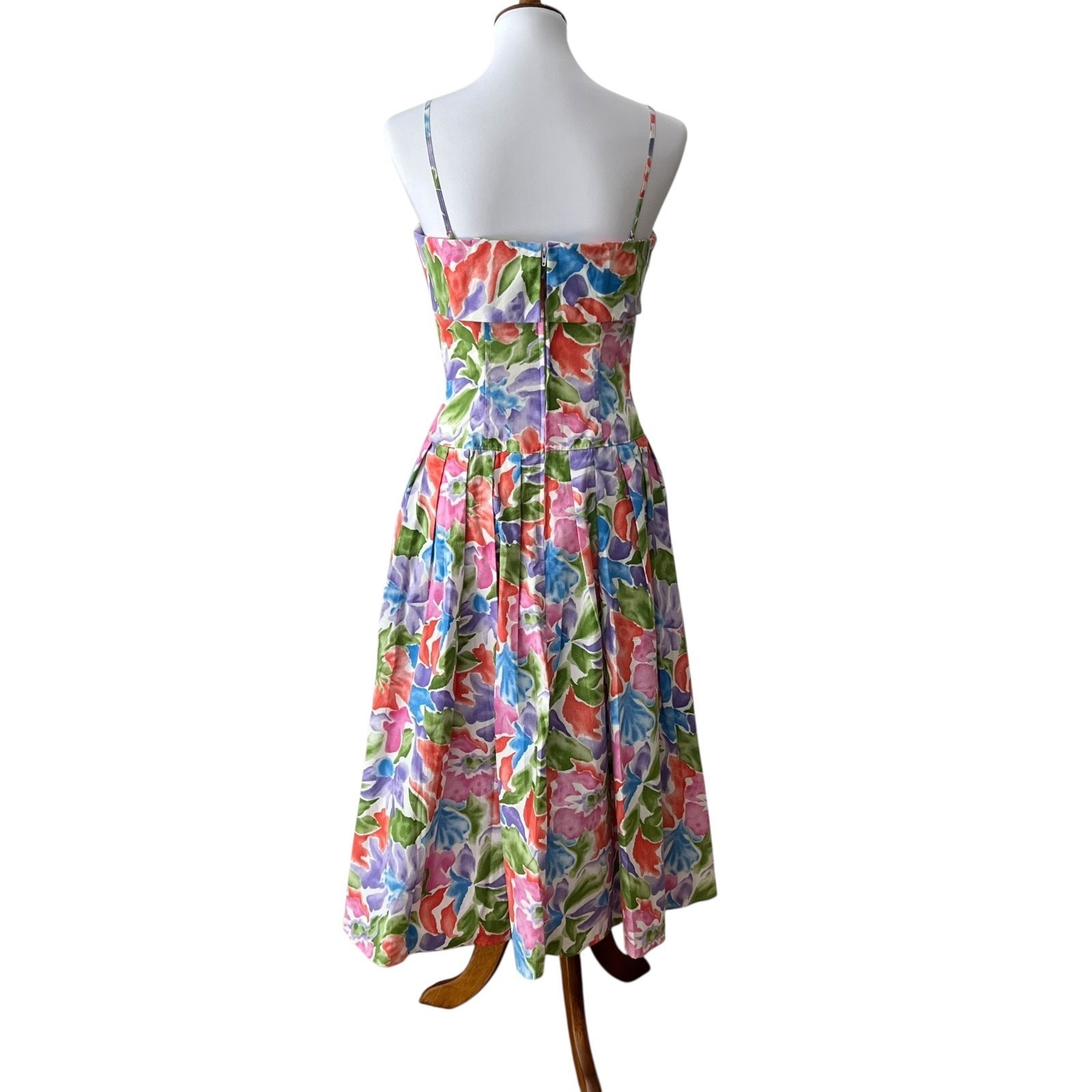 Vintage Womens Dress Medium Retro Cotton 80s does 50s Removable Strapless Cruise