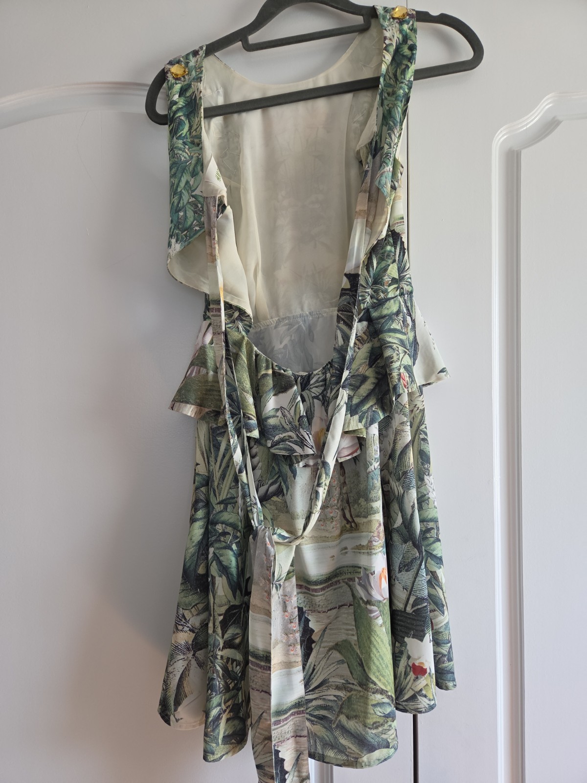 H&M Conscious Collection Tropical Dress, Size 2, Open Tie Neck Back, Lovely