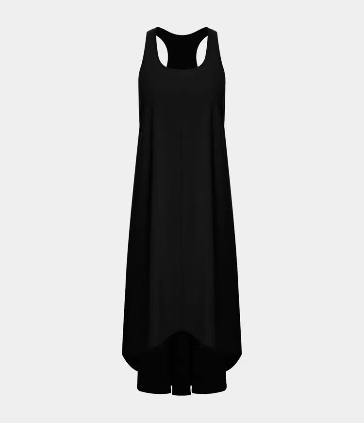 Halara Breezeful Racerback Side Pocket High Low Flowy Midi Dress Medium NWT