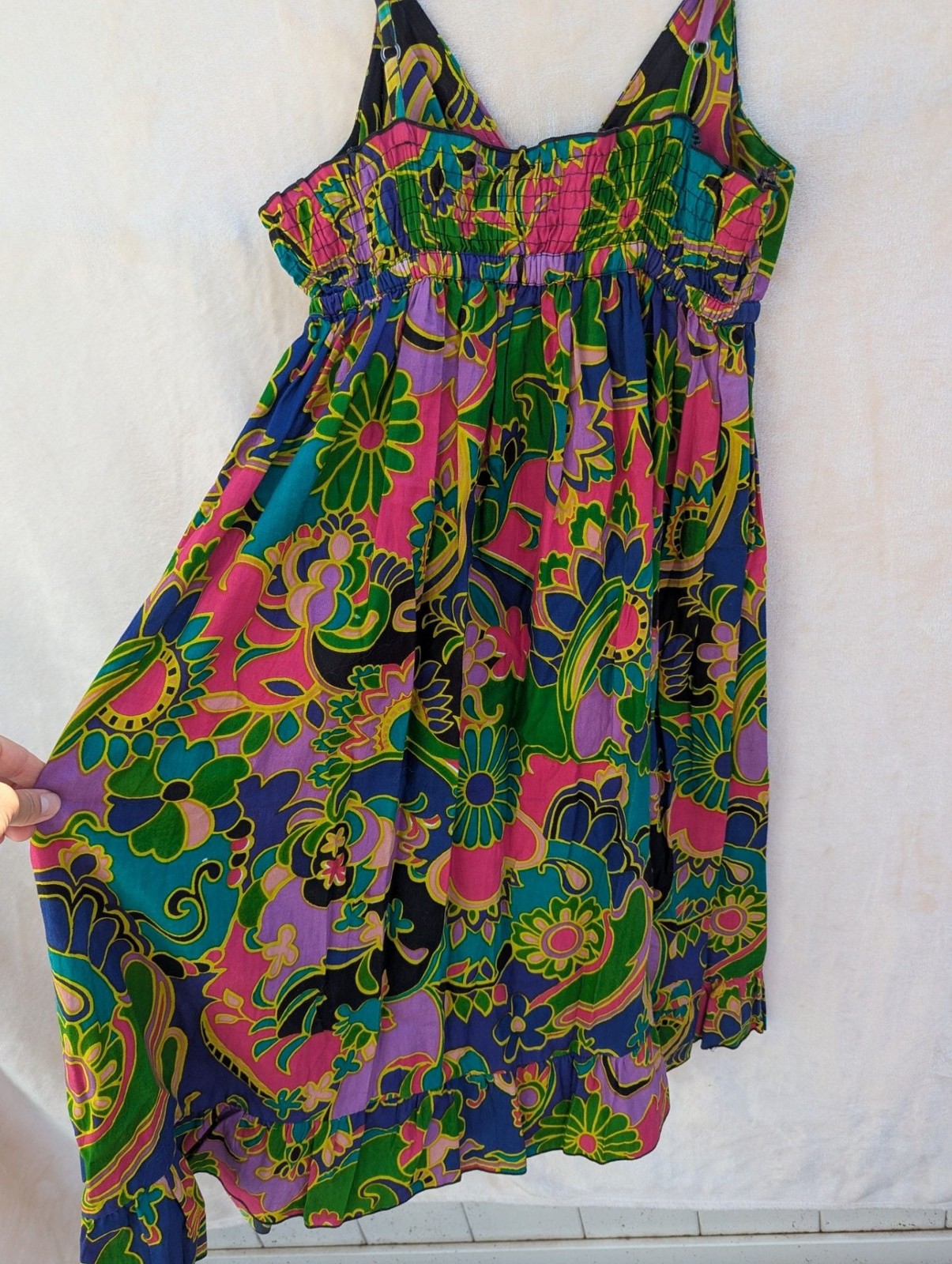 Derek Heart Floral Print Spaghetti Strap Smocked Mini Dress