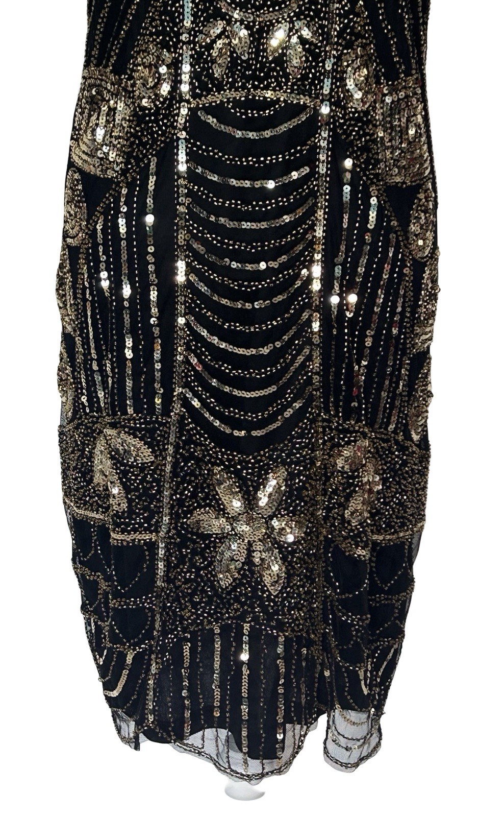 PrettyGuide Black Gold Sequin Beaded Cocktail Dress Wedding Guest 3XL 24 26