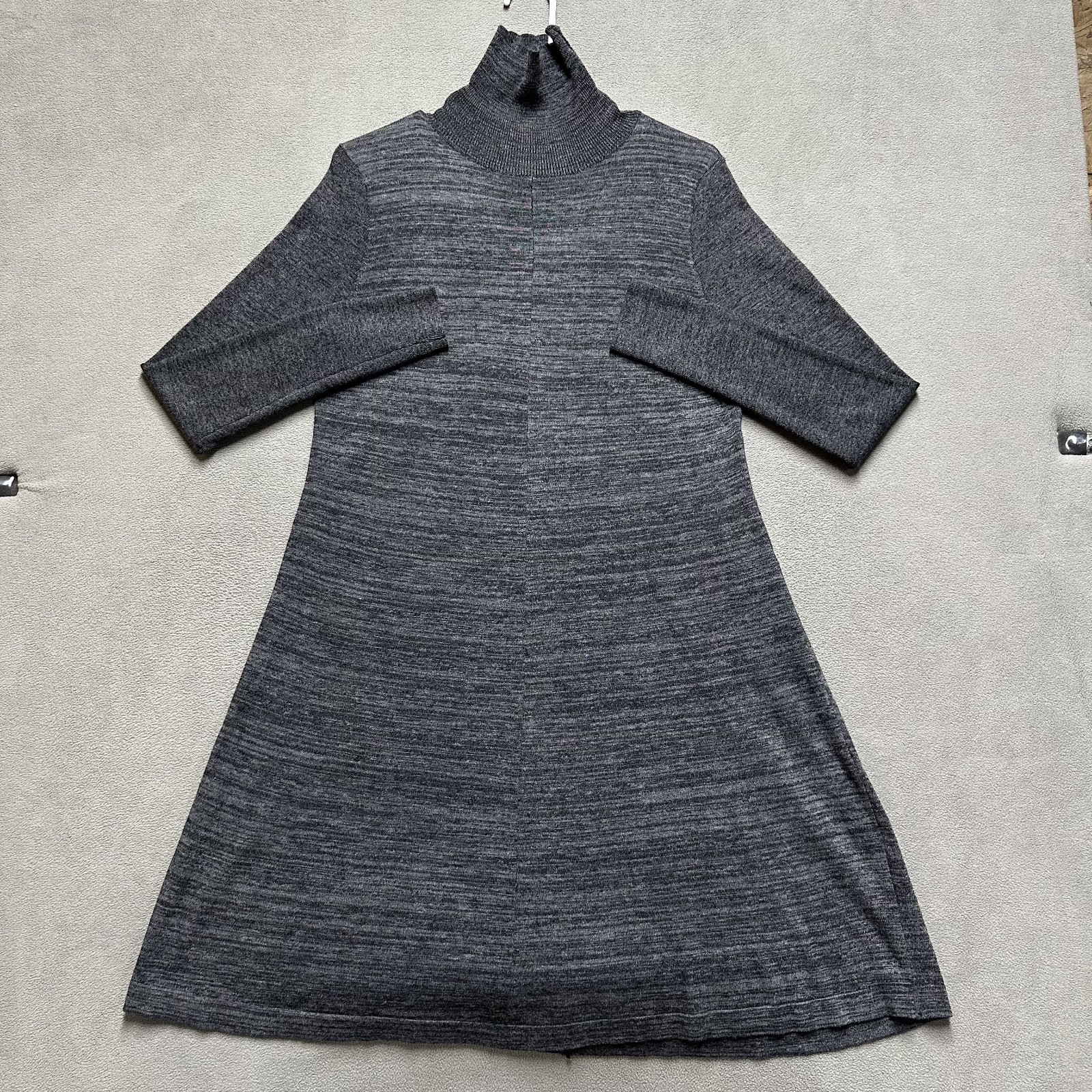 APT 9 Sweater Dress Womens Medium Gray Long Sleeve Turtleneck A-Line Stretch EUC
