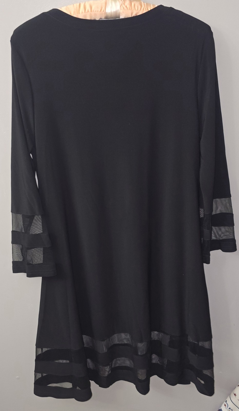 Joseph Ribkoff Dress Size 10 Black Tunic Style Pockets Stretch Mesh
