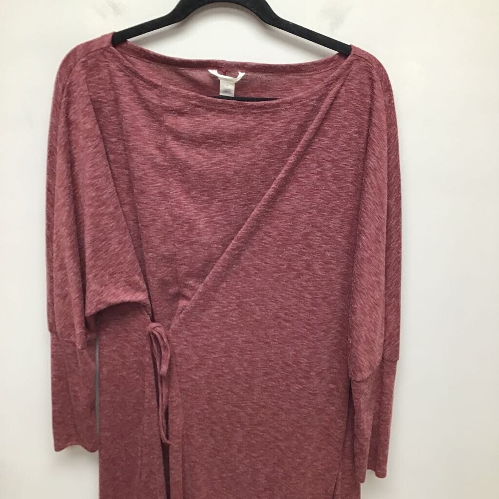 Caslon Womens A Line Dress Red Heathered Tie Side Long Sleeve Midi Knit M New