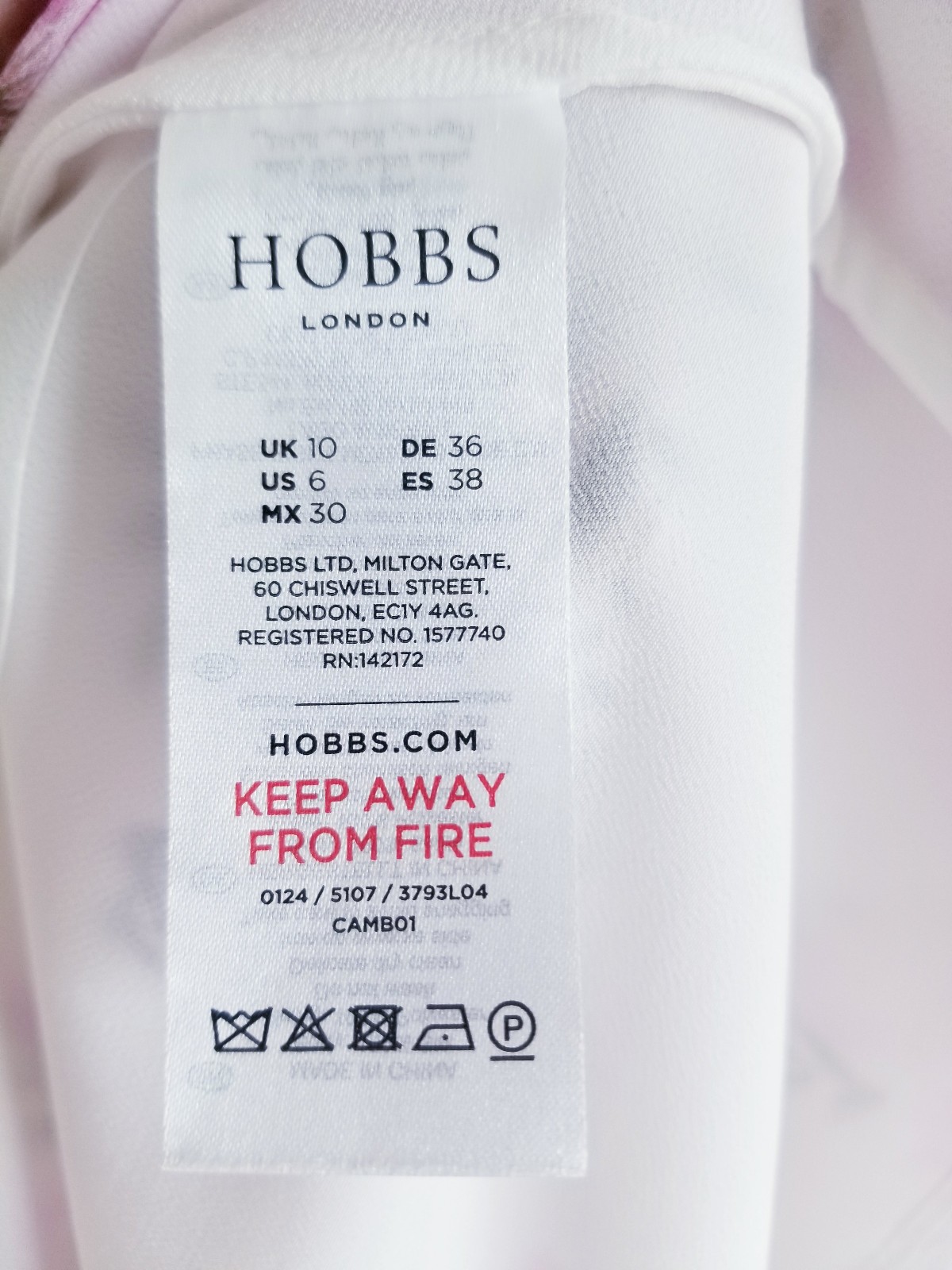 Hobbs Skye Floral Print Pure Silk Midi Dress Ivory Pink Size UK 10 Petite (8-10)