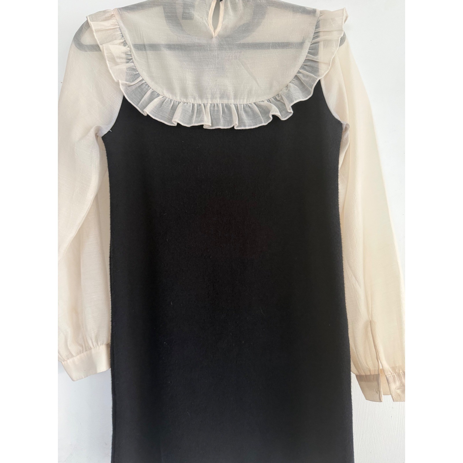 Forever 21 Black & Ivory Sheer Bow Dress Women’s Medium Coquette Dark Academia