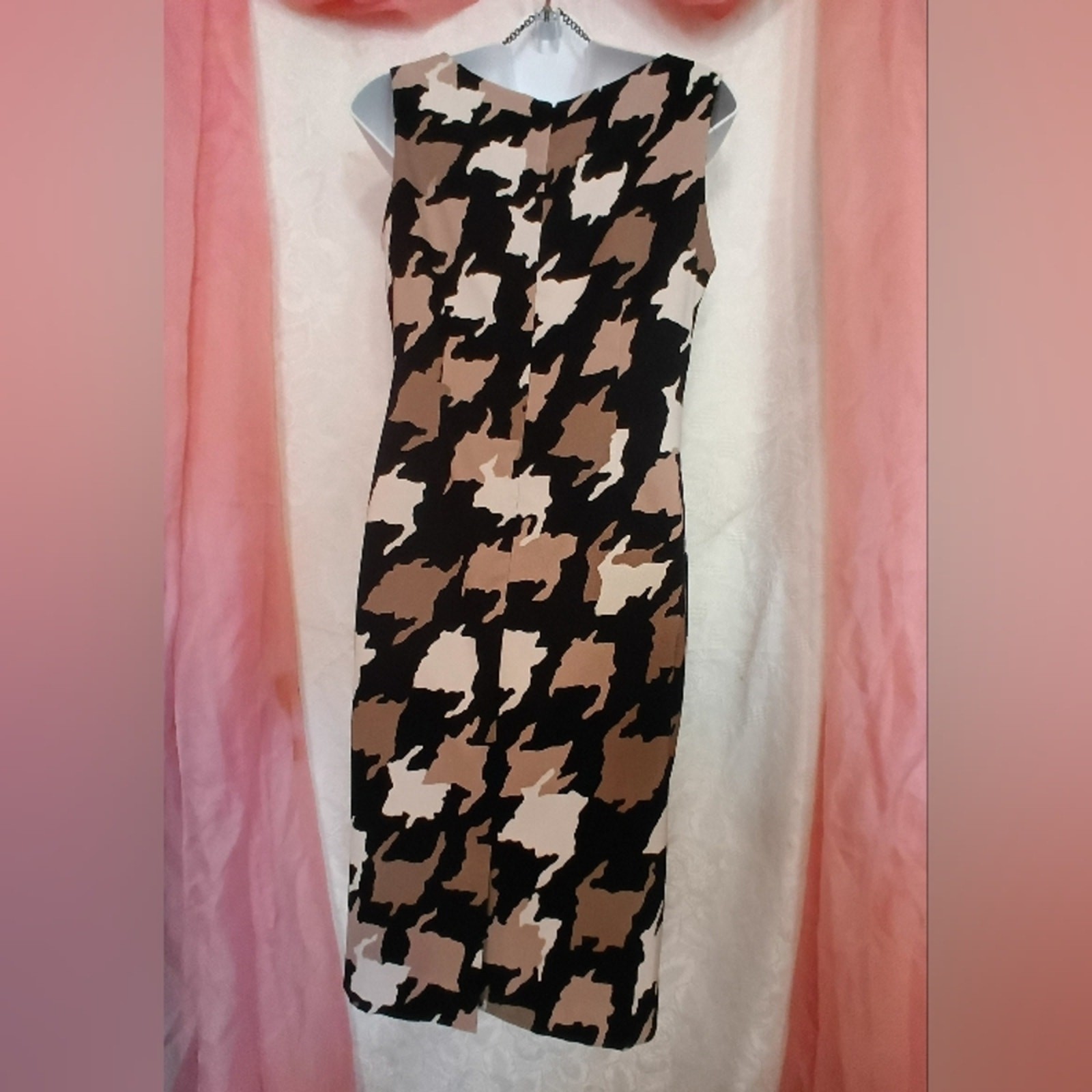 Jones Studio Jet Black and Sandy Brown Midi Dress SZ 4