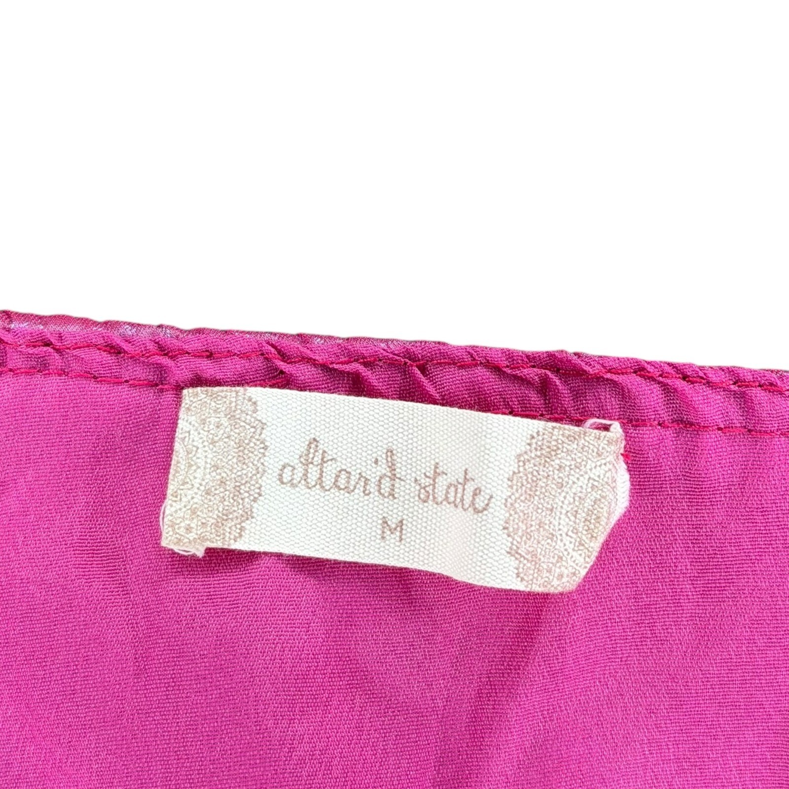 ALTAR’D State Amabella Puff Sleeve Iridescent Pink Blue Shimmer Mini Dress Med