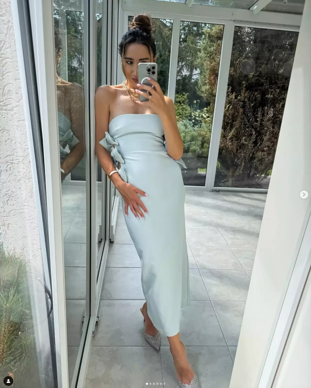 NWT_ZARA FW24 SATIN EFFECT BOW MIDI DRESS Sea green | 4772/211_SIZE S