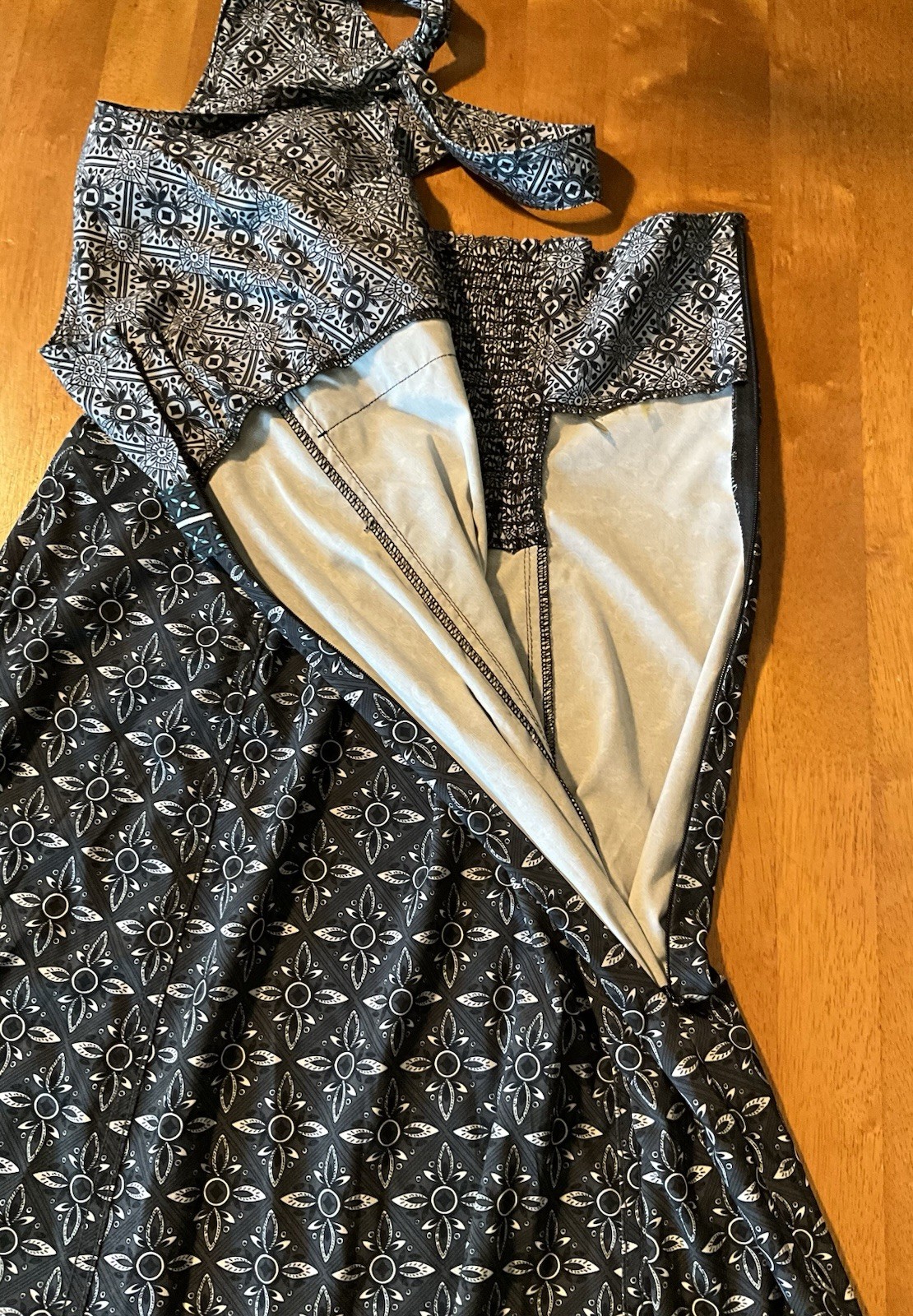 ATHLETA Gray Teal Pack Anywhere Quick Dry Halter Padded Smocked Sun Dress Sz M