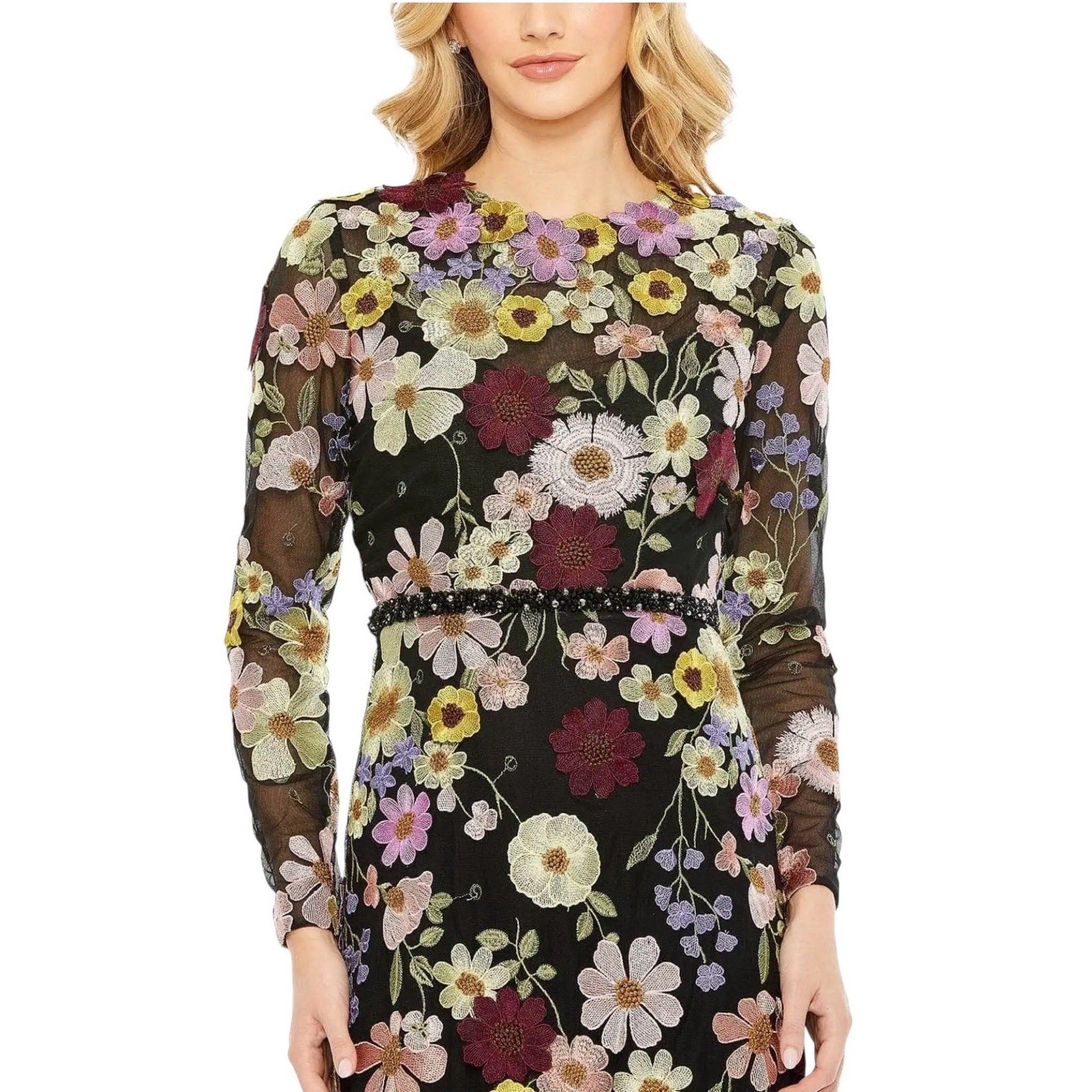 Mac Duggal 68201 Embroidered Appliqué High Neck Trumpet Gown Size 10 $798