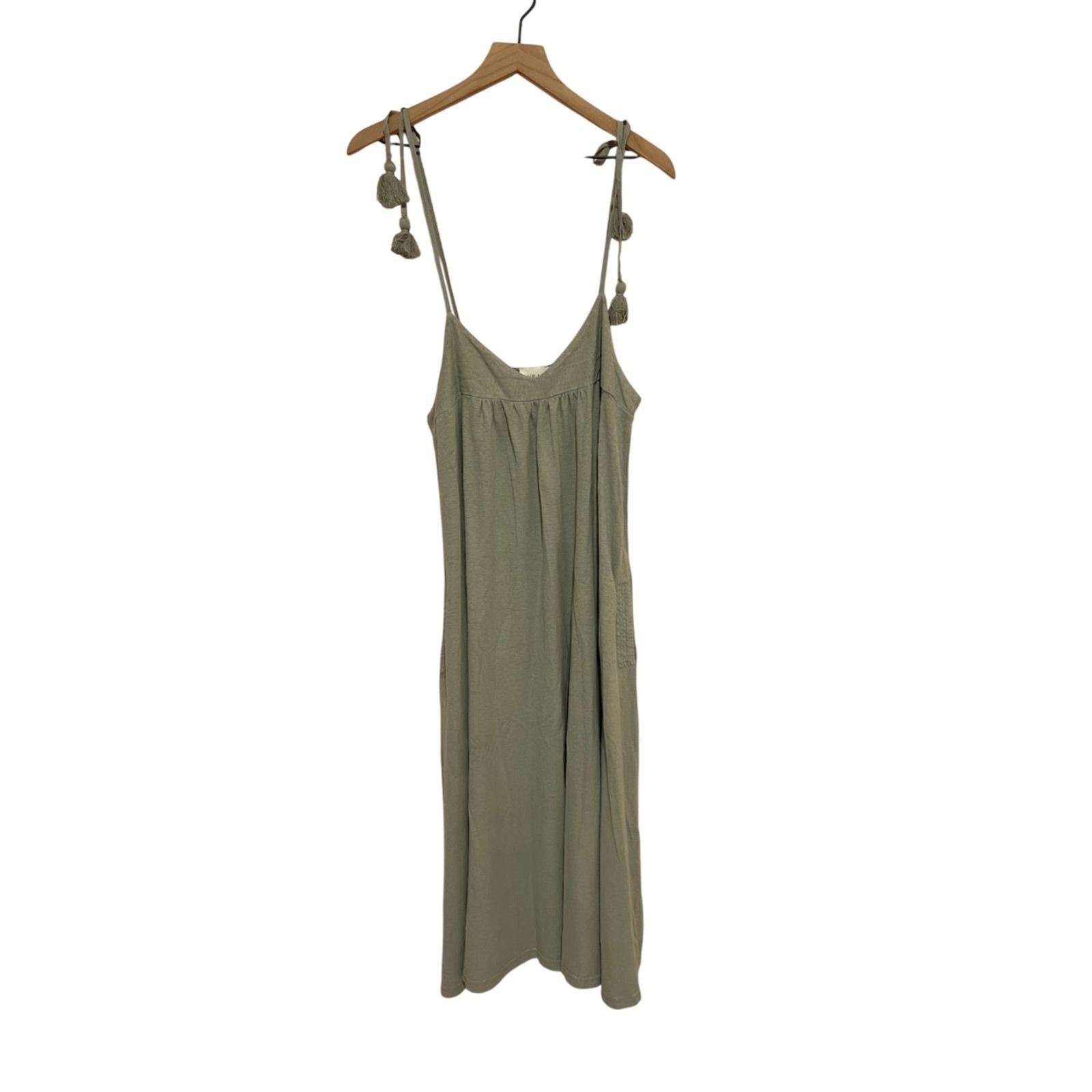 NWT Wrap London Organic Cotton Hemp Maxi Dress Soft Sage Women’s 8