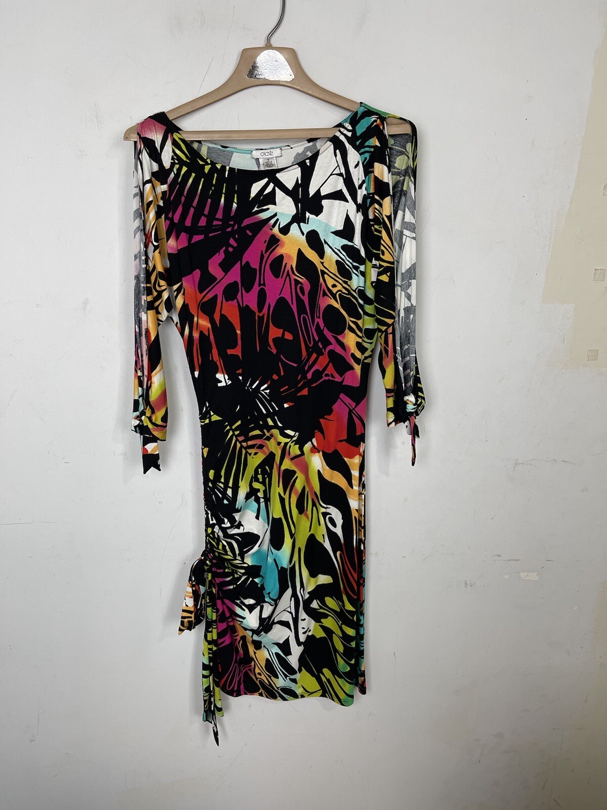 Cache Womens Dress Small Colorful Rainbow Retro Abstract Art to Wear Party 80s