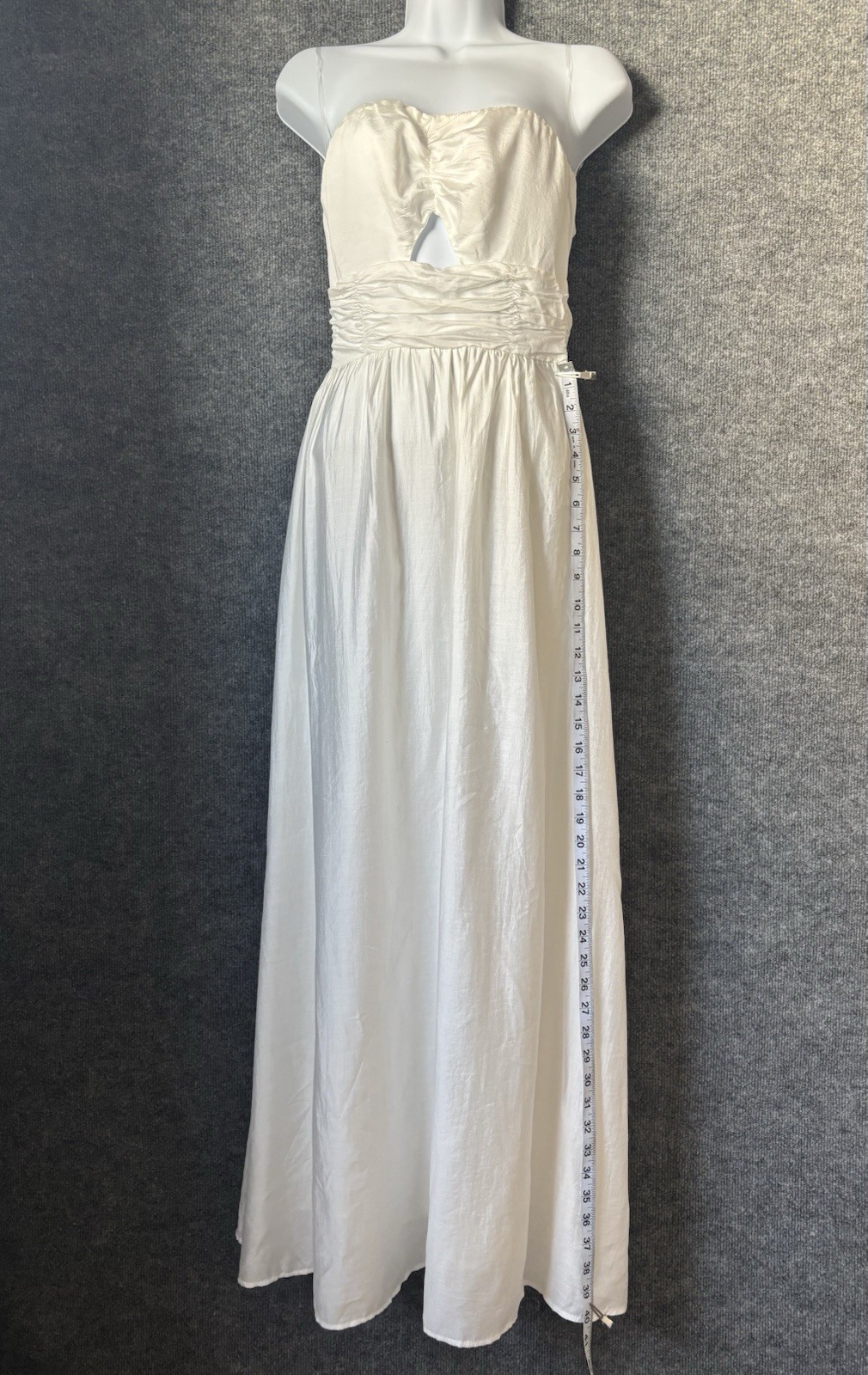Billy J Long Maxi Strapless Chiffon Lined Sheer Dress Size 8 Cream White