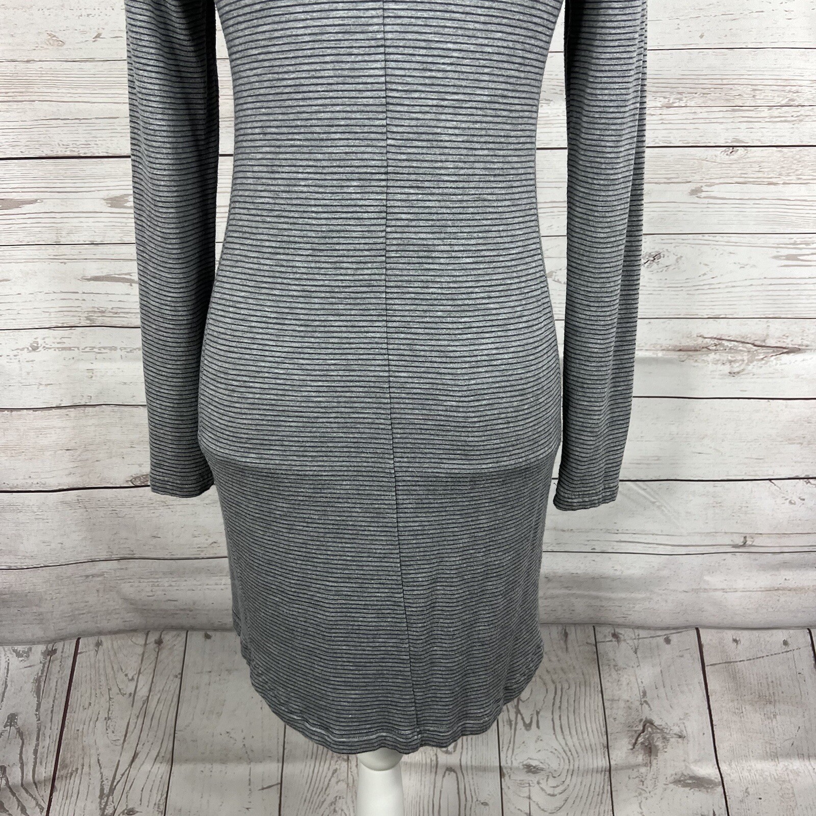 Lou & Grey Womens Mini Sheath Dress Size Small Gray Striped Long Sleeve
