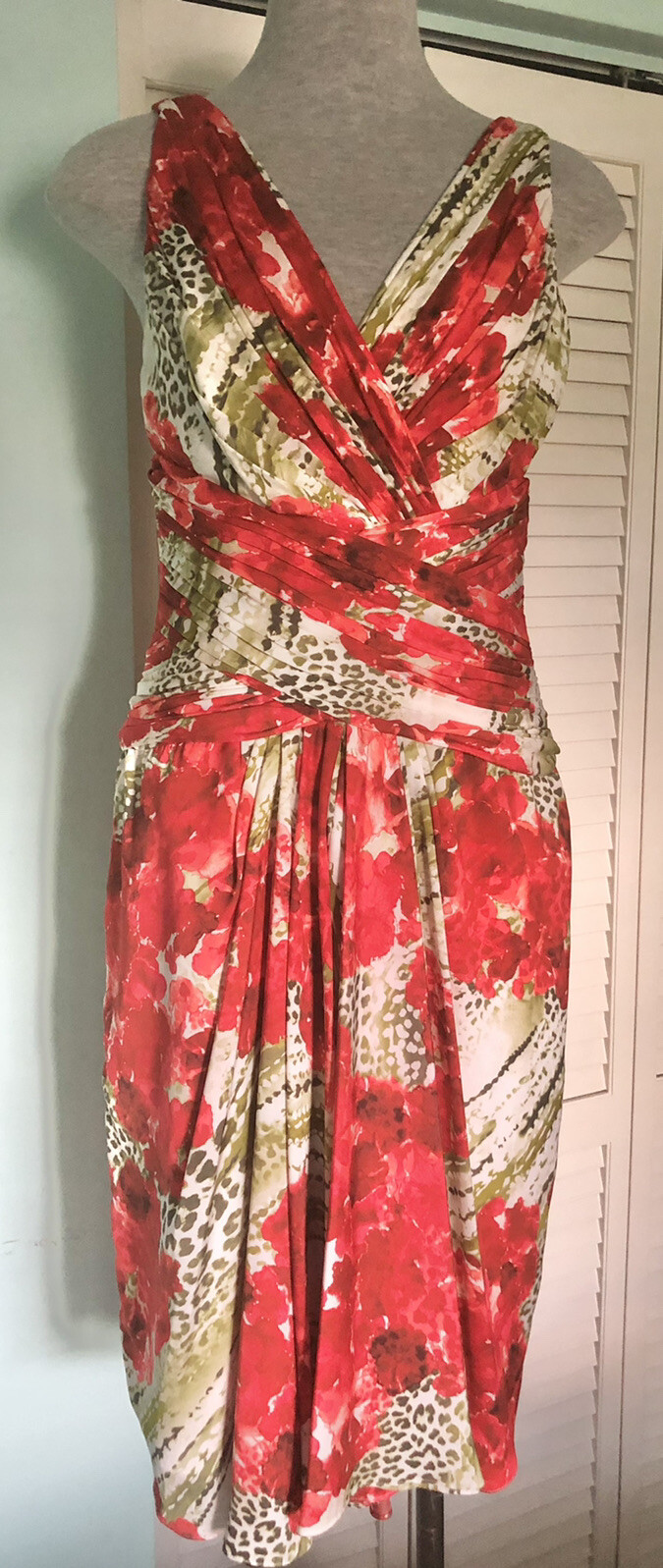 LIANCARLO Couture Bougainvillea Print Berry Color Silk Dress Size 6