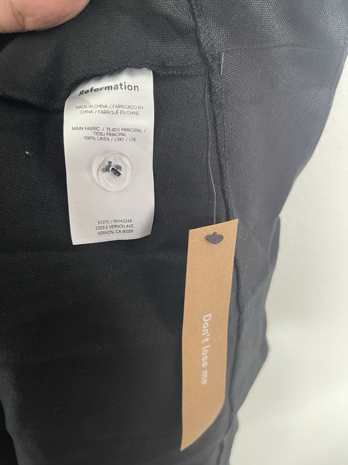 New Reformation Balia Black 100% Linen Scoop Neckline Midi Dress Size 6