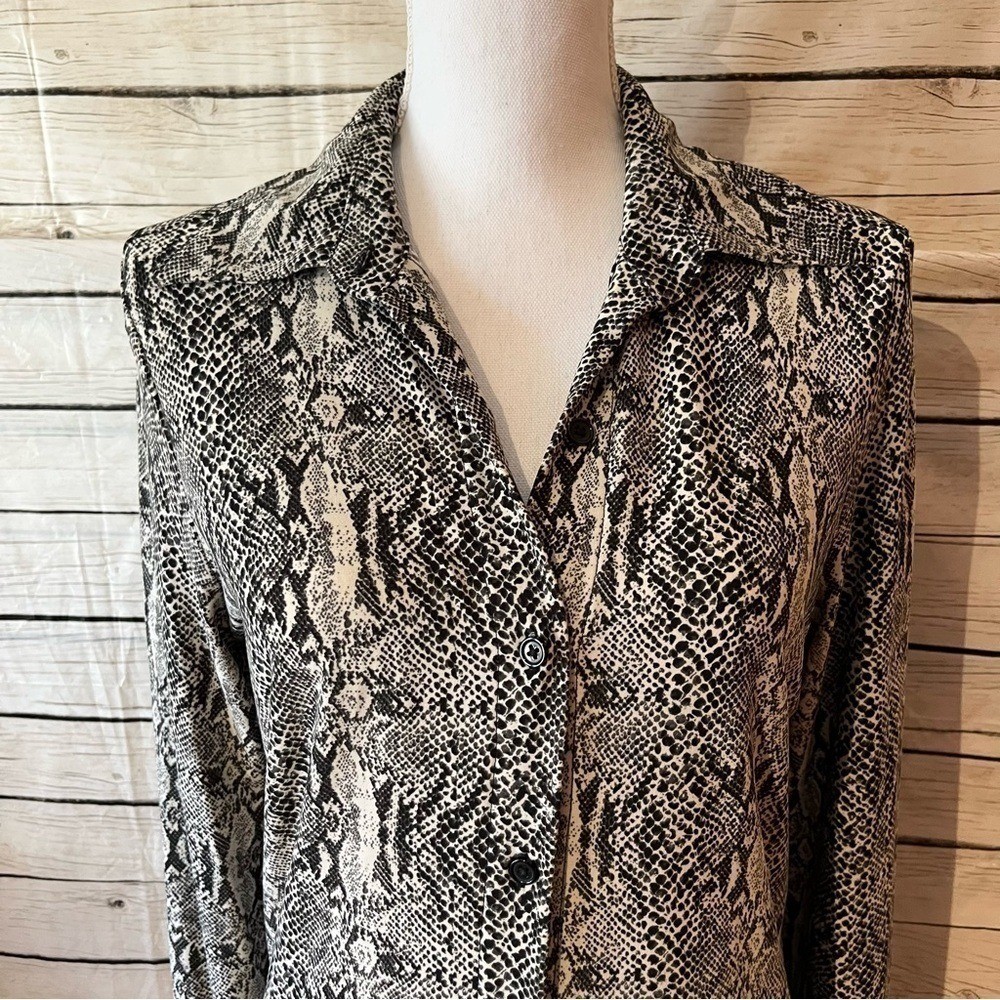 Norma Kamali Snakeskin Button Front Shirt Dress Size Medium