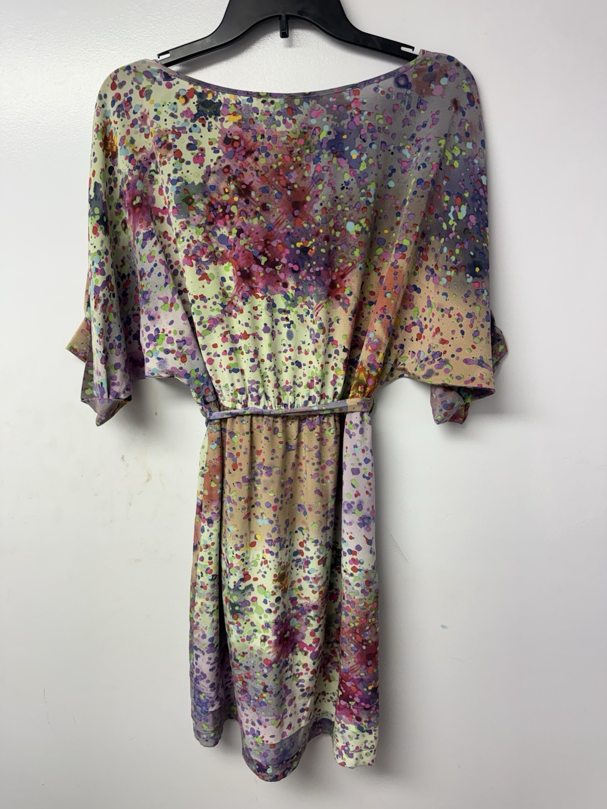 Presley Skye 100% Silk Abstract Watercolor Tie Waist Dress M Wedding Romantic U