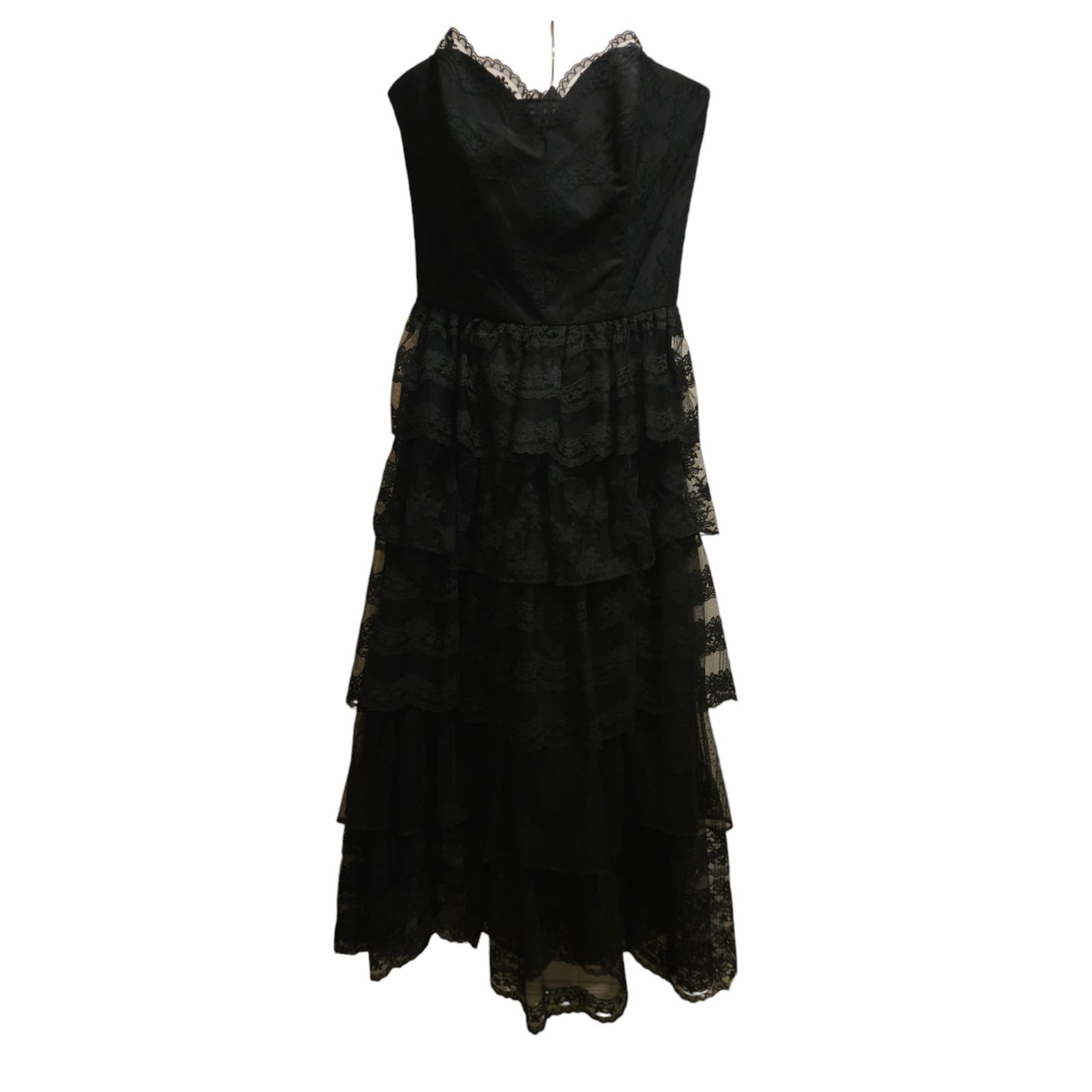 Vintage TD4 by Eletra Strapless Black Lace Tea Lolita Dress Size 5/6 Wednesday