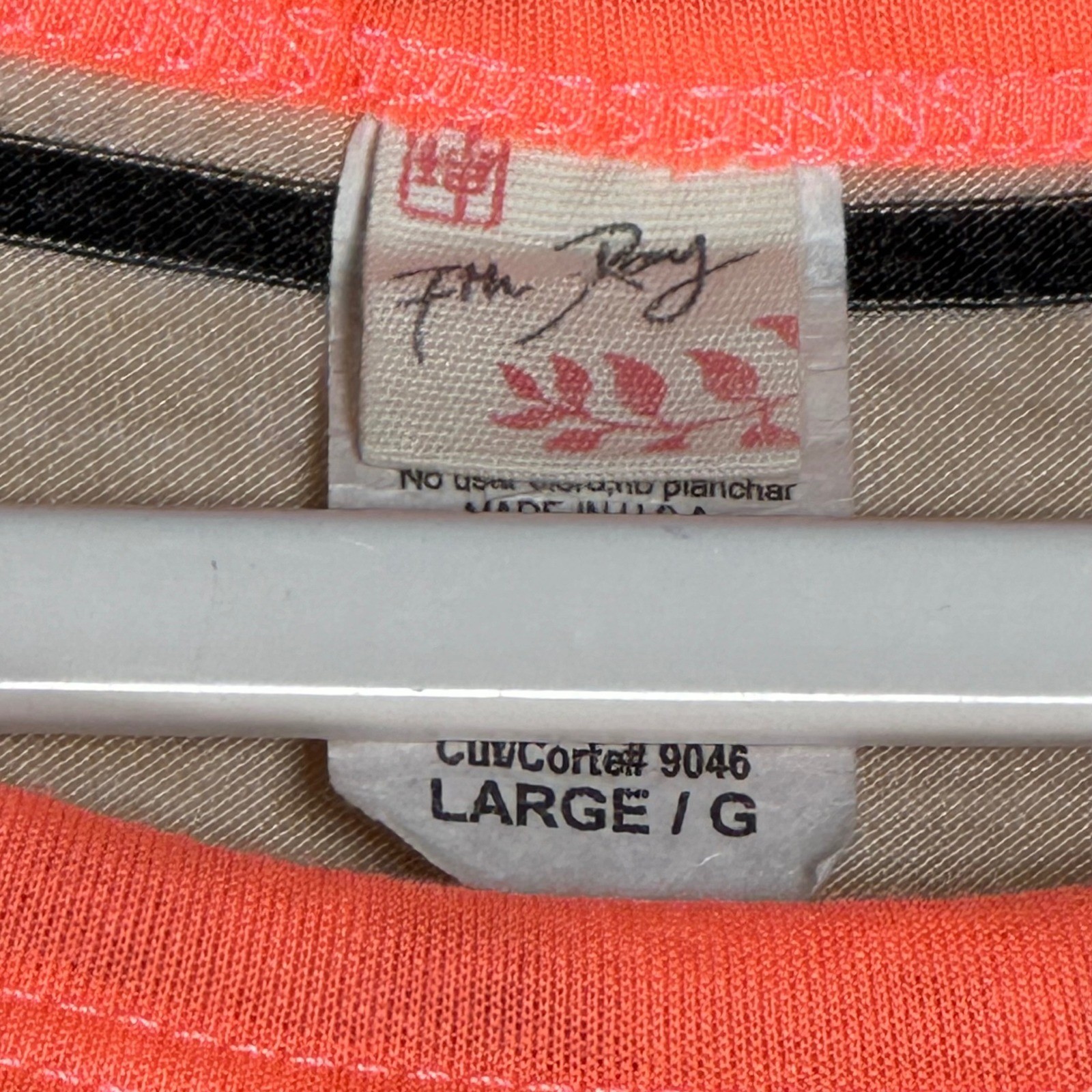 7th Ray Womens Striped Leopard Raglan T-Shirt Dress Neon Orange Trim Large