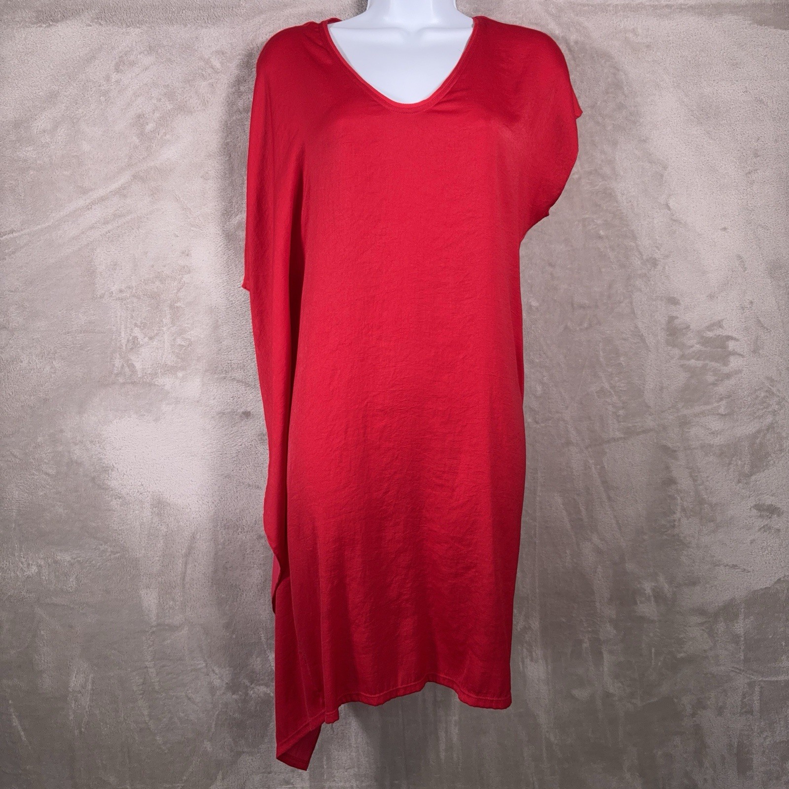 Helmut Lang Asymmetrical Shift Dress Womens Small Red Oversized Modal Knit