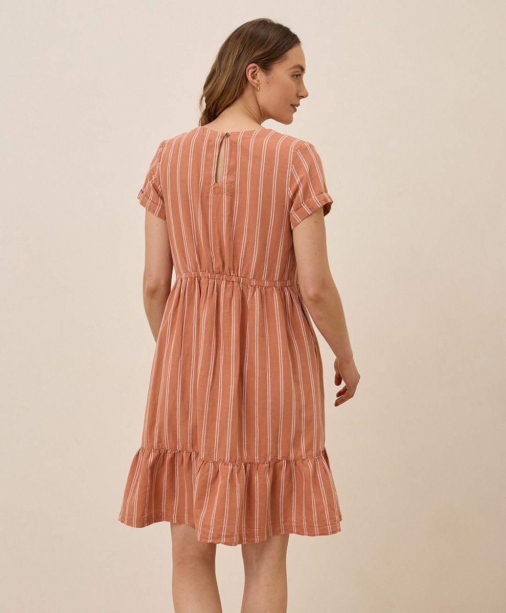 Pact Women’s Canopy Linen Blend Notch Neck Dress 3X-Large Hermosa Stripe