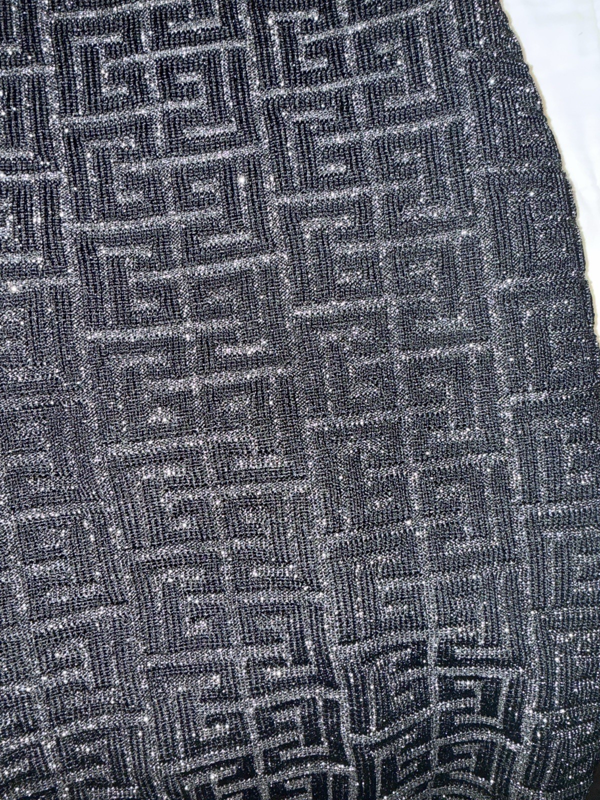 BALMAIN PARIS PB Monogram Knit Mini Dress Black Metallic Mock Neck FR 36 Small