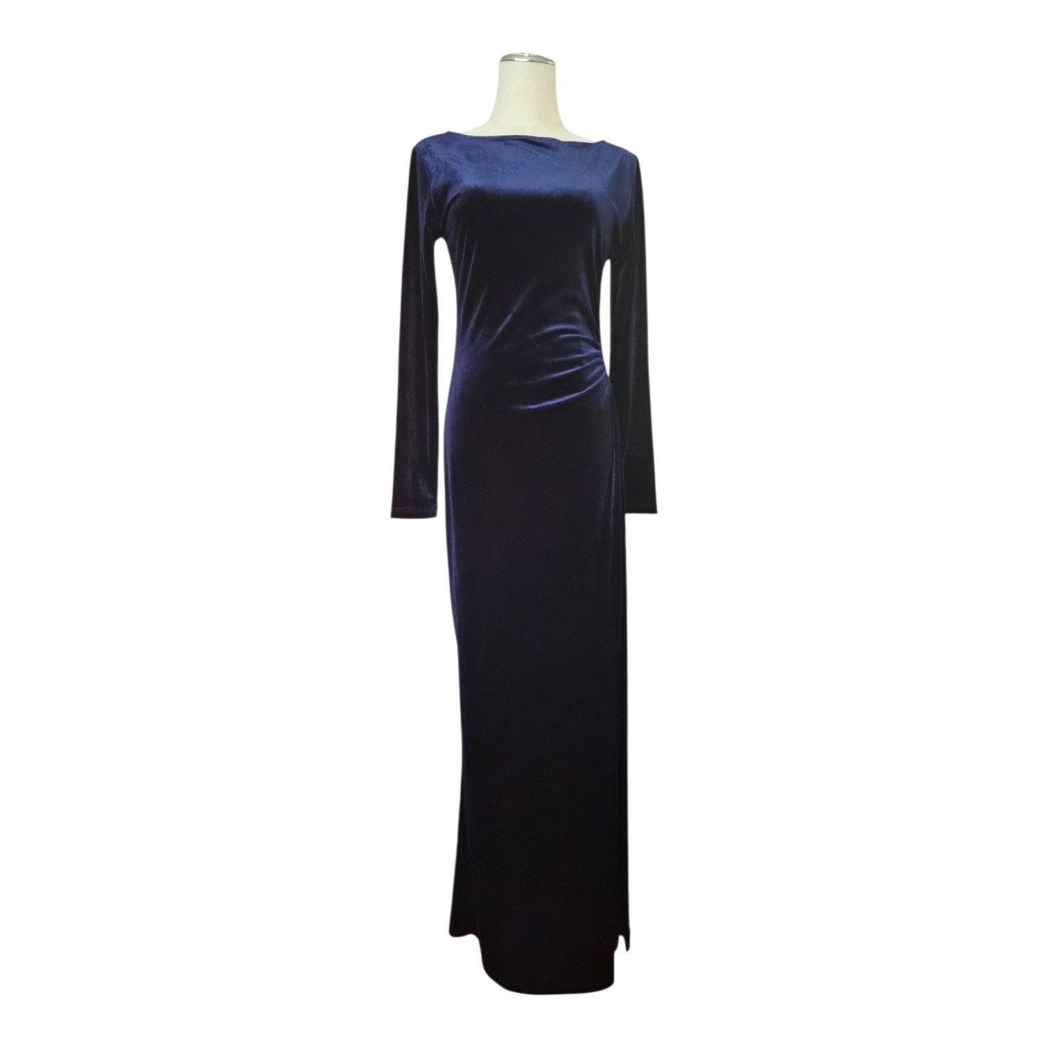 Petal & Pup Sarine Navy Velvet Maxi Dress Cutout Long Sleeve Formal Gown M NWT