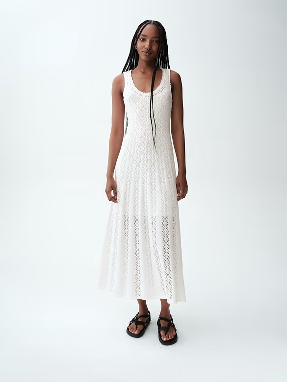 NWT GAP Pointelle Maxi Dress White Cotton XS