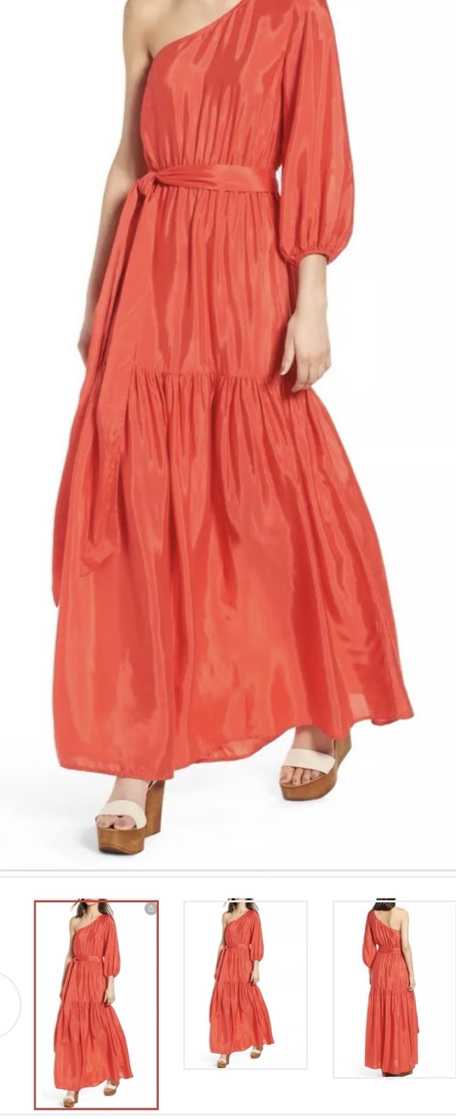 NEW Designer ELEGANT One Shoulder Red Maxi Dress Size XS #73