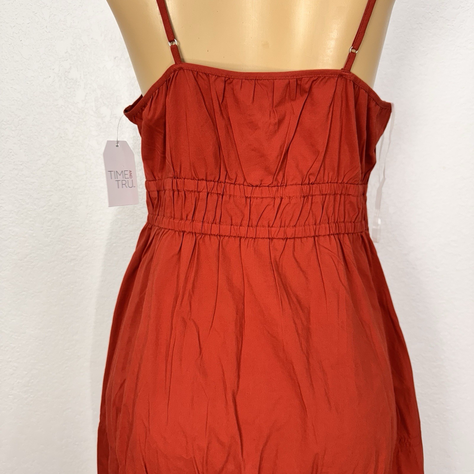 Time & Thru Brick Pockets Maxi Dress Womens Size S Casual Pull Over Strapy New