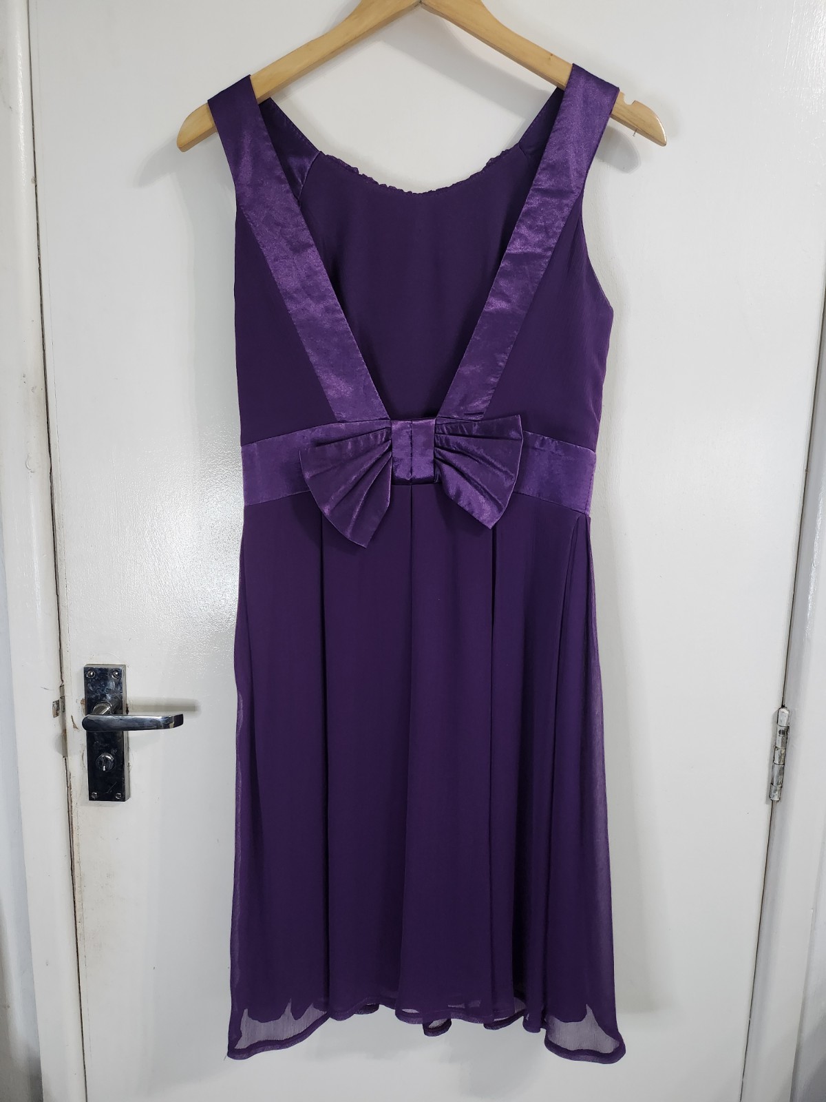Elise Ryan Purple Sleeveless Floaty Chiffon and Satin Dress Size 12 Occasion