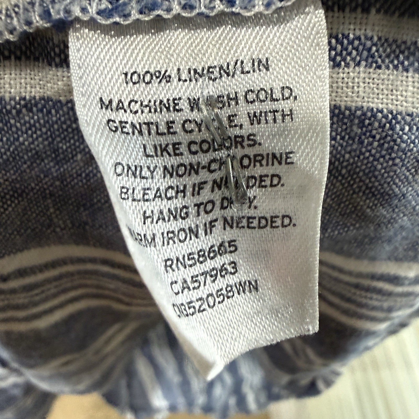 Caslon Womens Blue White Striped 100% Linen Drop Waist Dress Coastal Vacation 1X