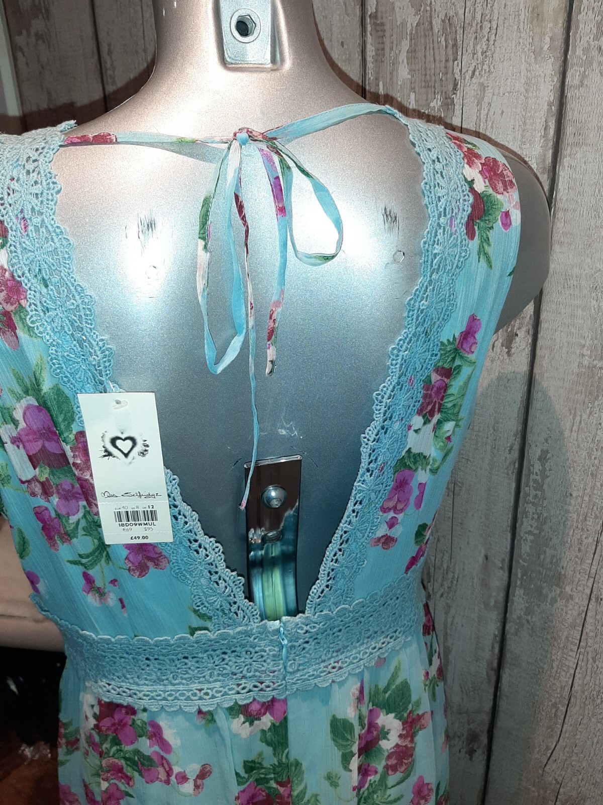 BNWT Miss Selfridge Long Blue Floral Dress, Size Uk12, Summer, Wedding RRP £49