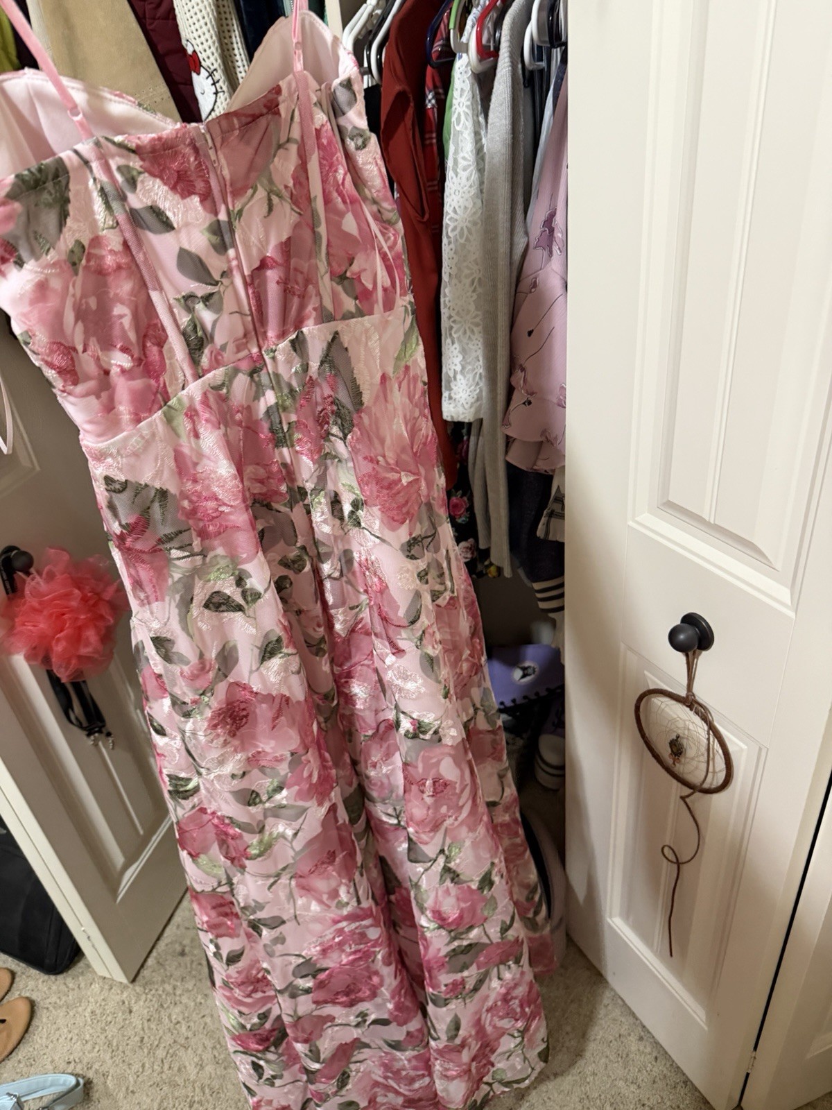 Mi Ami for Francesca’s Pink Floral Sweetheart Strappy Maxi Dress Women’s S
