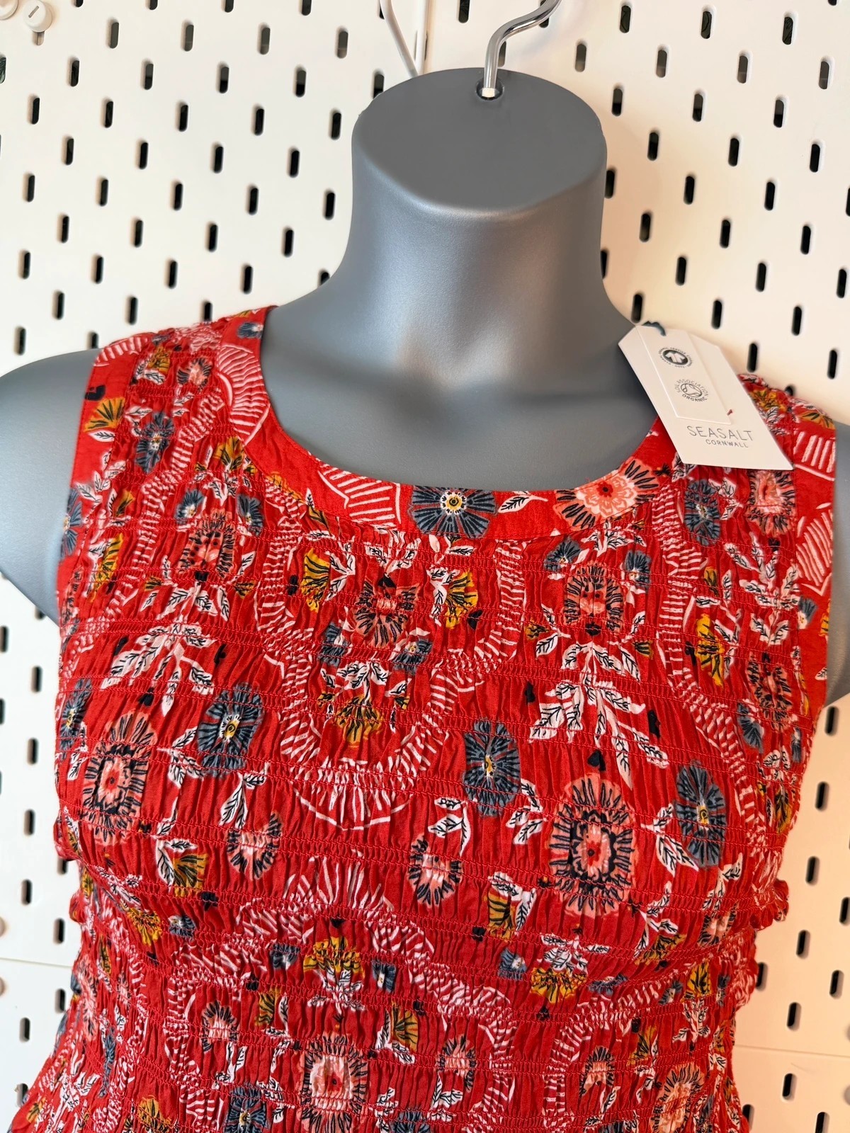 Seasalt Cornwall Sleeveless Meadowsweet Dress Size 18 Midi Cotton Tomato Red