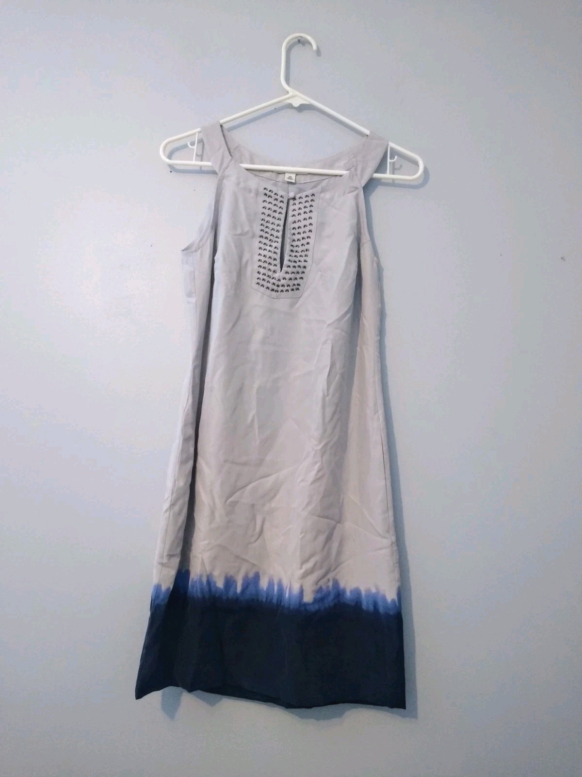 Banana Republic Midi Dress XS Gray & Ombre Silk Lightweight Rhinestones Lined