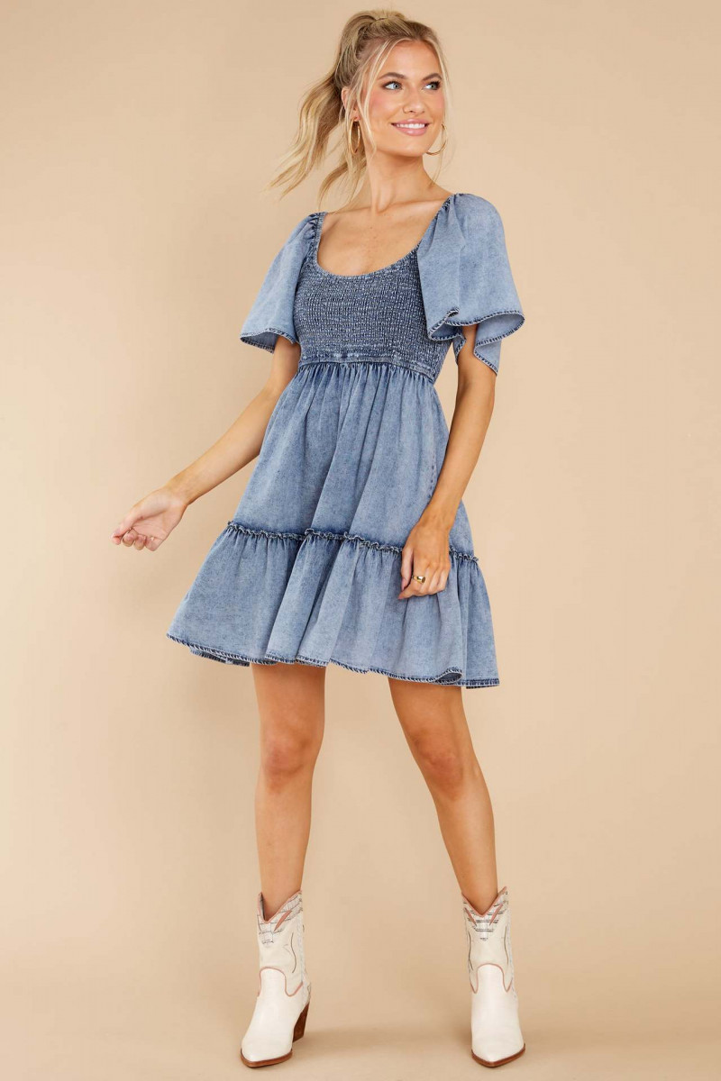 Female Dress Temperament Commuter Pullover Loose Denim Short-sleeved Dress
