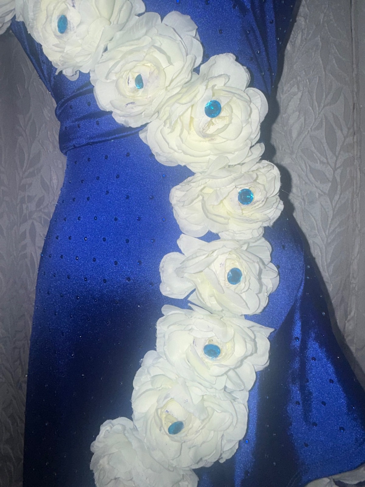Crystal Doll Royal Blue Corset Prom Dress Size 11 Custom Floral Formal prom Gown