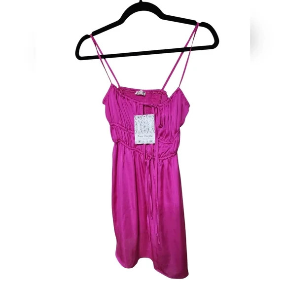 NWT Free People Intimately Meant To Be Mini Slip Dress, Hot Pink X-Small